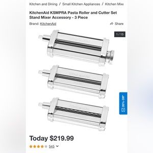 Pasta Roller and Cutter Set
Stand Mixer Accessory - 3 Piece